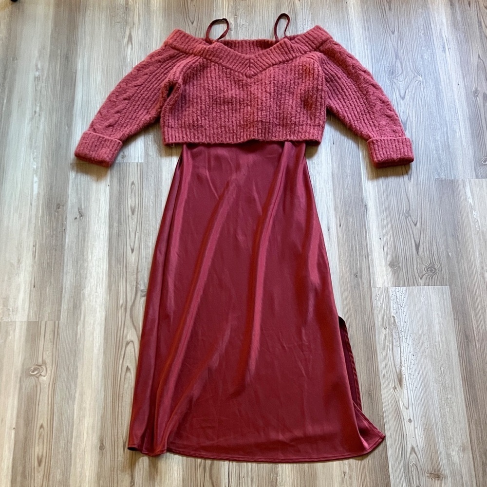 Anthropologie Mare Mare Layered Sweater & Slip Dress Red - Picture 7 of 15
